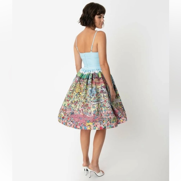 Modcloth Unique Vintage Where's Waldo Fairground Summer Darcy Swing Dress Large - Picture 4 of 13